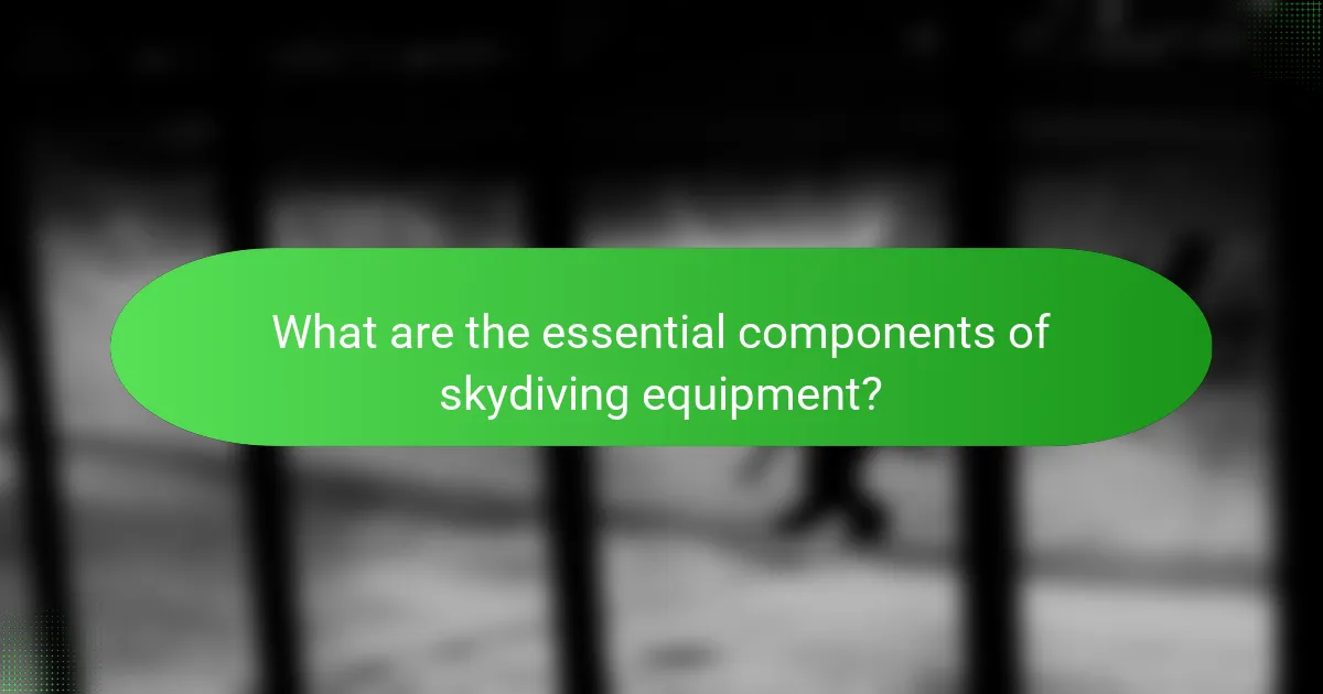 What are the essential components of skydiving equipment?